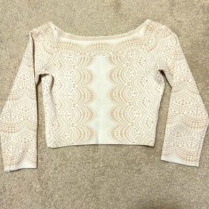 Bcbgmaxazria crop top off shoulder